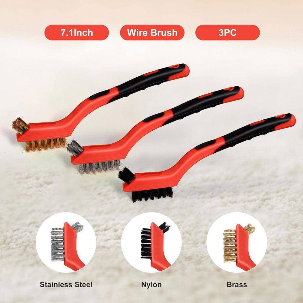 KIWDZFU 6-Piece Small Wire Brush Set for Cleaning with Stainless Steel, Brass, Nylon Bristles for Rust Removal and Scrubbing (2)