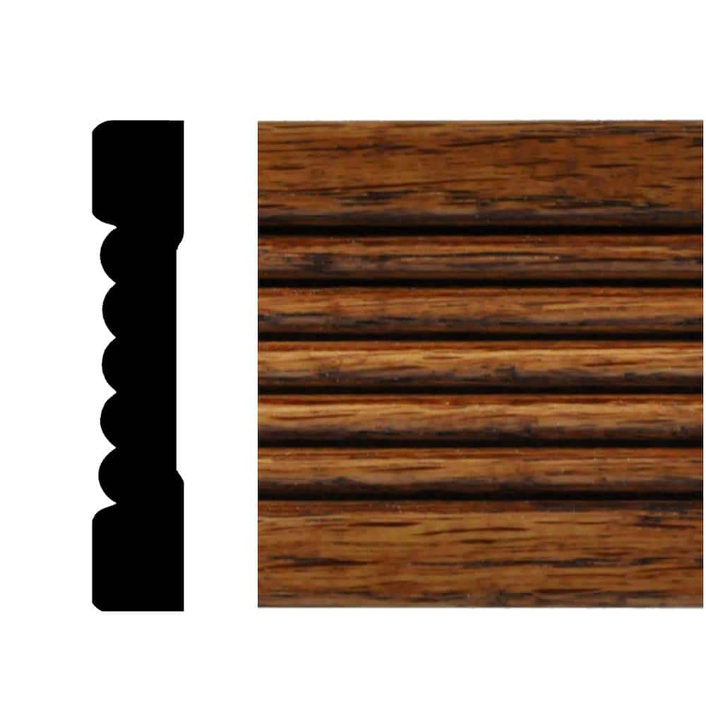 HOUSE OF FARA 7/16 in. x 2-1/4 in. x 7 ft. Oak Fluted Casing Chestnut Stain Moulding (1)
