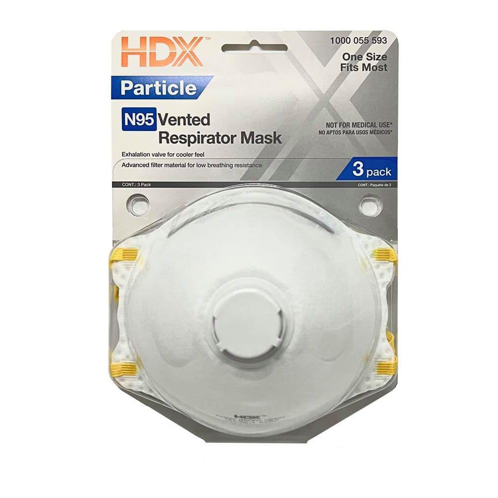 HDX Disposable N95 Particulate Respirator Mask with Valve (3-Pack) (2)