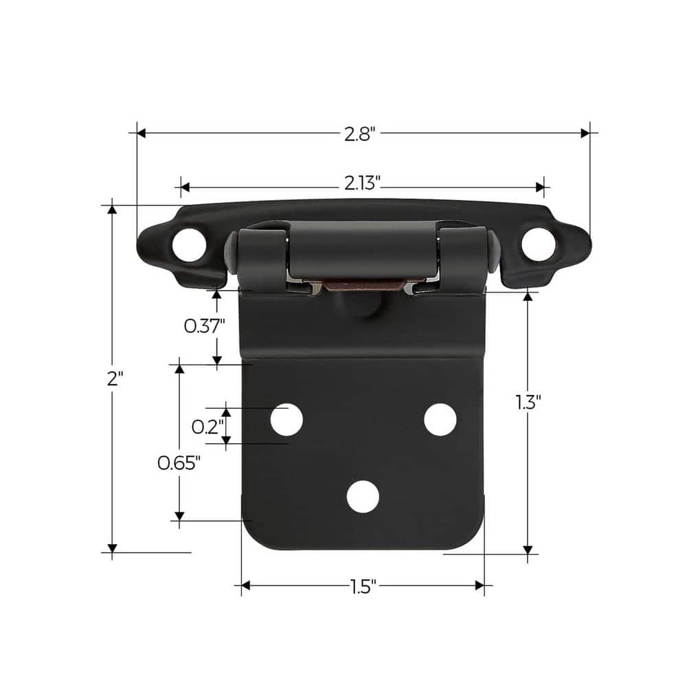 Numhew 60-Pack (30 Pairs) 3/8 in. Inset Matte Black Self Closing Cabinet Hinges with Door Bumpers and Screws (2)