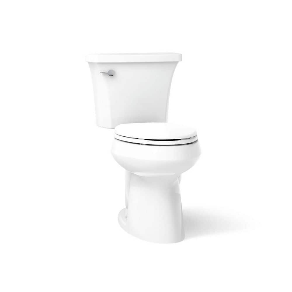 KOHLER Highline Arc 10 in. Rough In 2-Piece 1.28 GFP Single Flush Elongated Chair Height Toilet in White with Soft Close Seat (2)