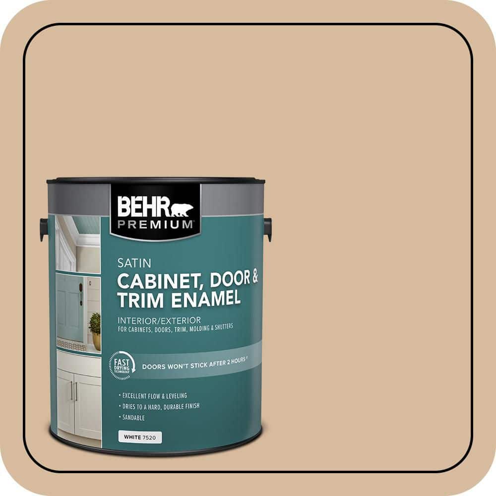 BEHR PREMIUM 1 gal. #T18-06 Kombucha Satin Enamel Interior/Exterior Cabinet, Door & Trim Paint