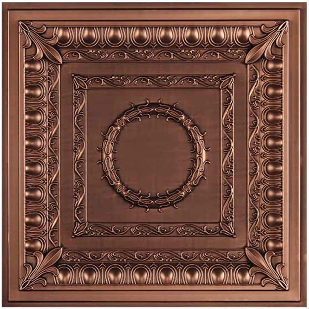 uDecor Royal 2 ft. x 2 ft. Lay-in or Glue-up Ceiling Tile in Antique Bronze (40 sq. ft. / case) (3)
