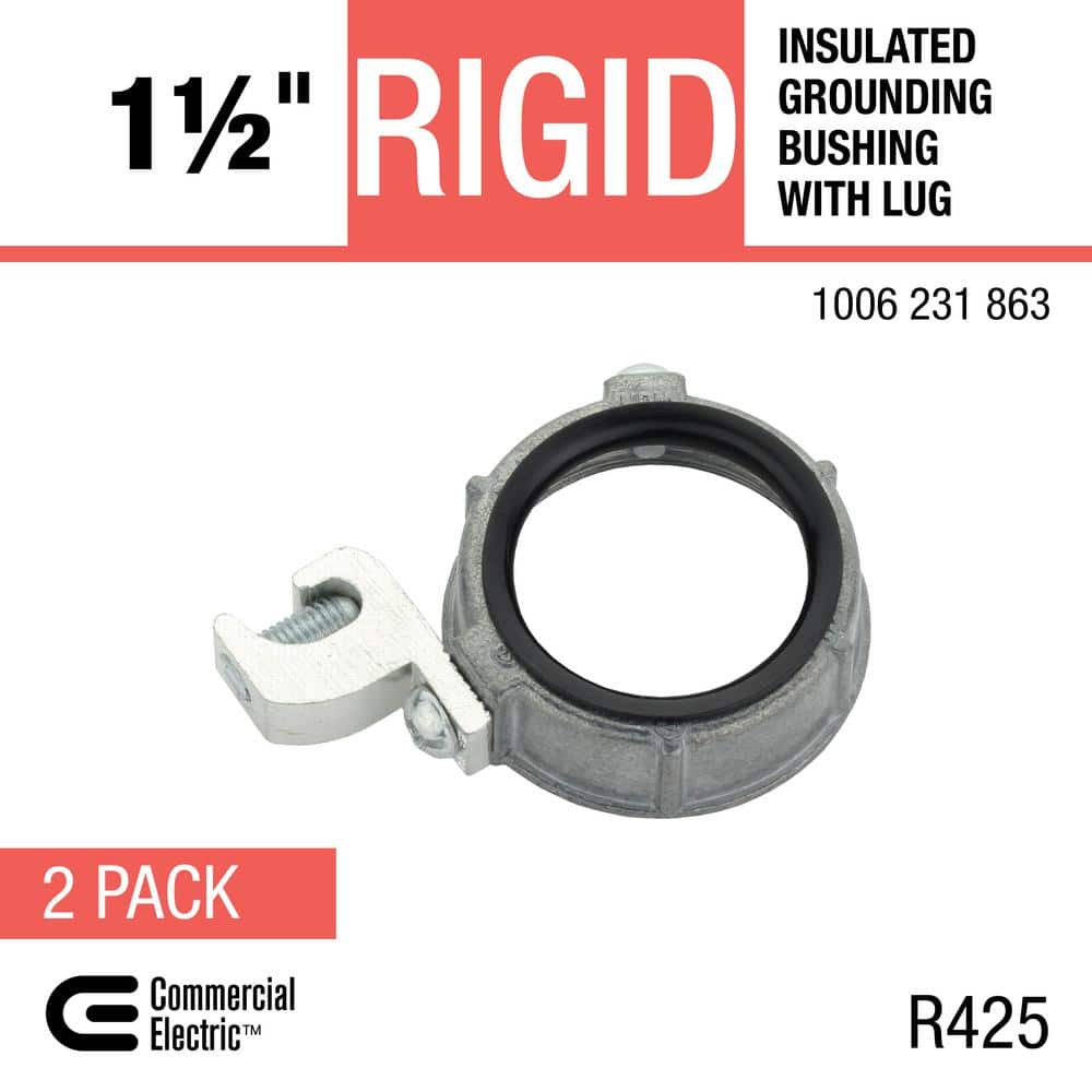 Commercial Electric 1-1/2 in. Rigid Metal Conduit (RMC) Insulated Metallic Grounding Bushing with Lay-in Lug (2-Pack) (2)