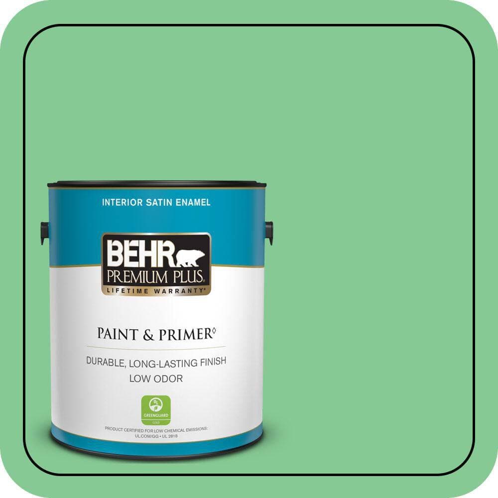 BEHR PREMIUM PLUS 1 gal. #P400-4 Good Luck Satin Enamel Low Odor Interior Paint & Primer (1)