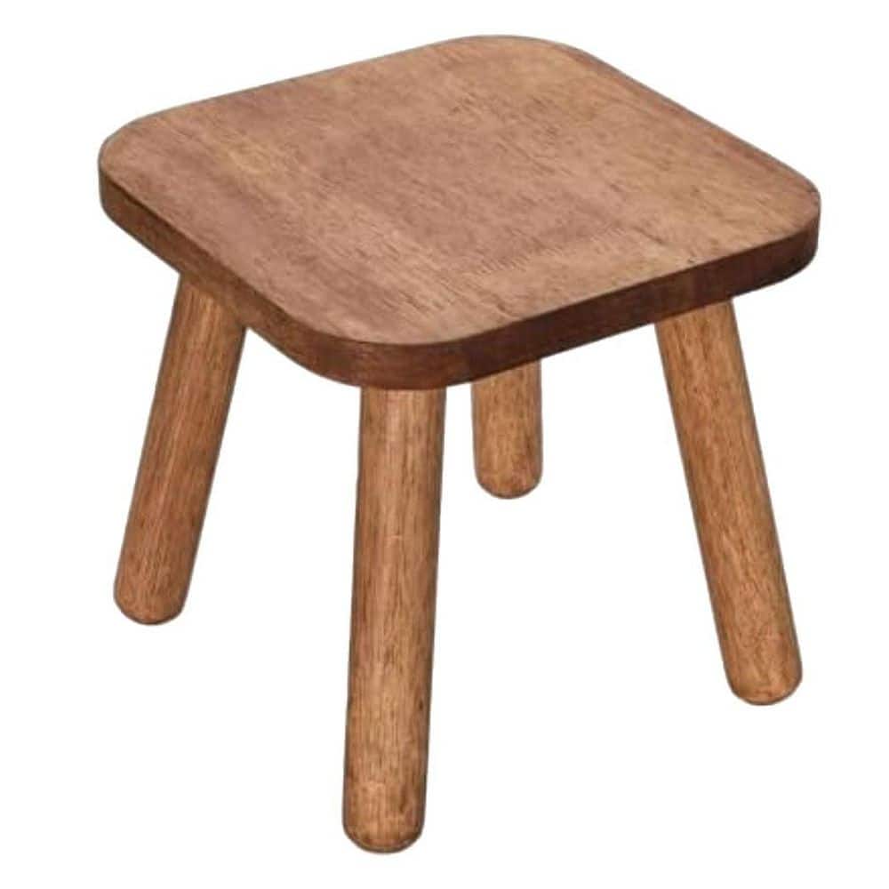 Unbranded Solid Wood Step Stool Small Square Sitting Stool with Detachable Legs for Kitchen Bathroom Living Room 9.32 in. (1)