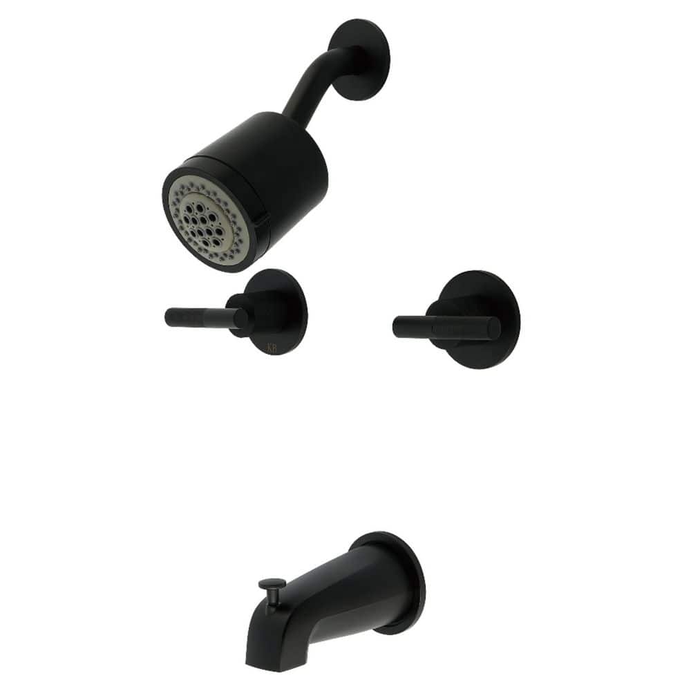 Kingston Brass Convergent 2-Handle 2-Spray Tub and Shower Faucet 1.8 GPM in Matte Black (1)