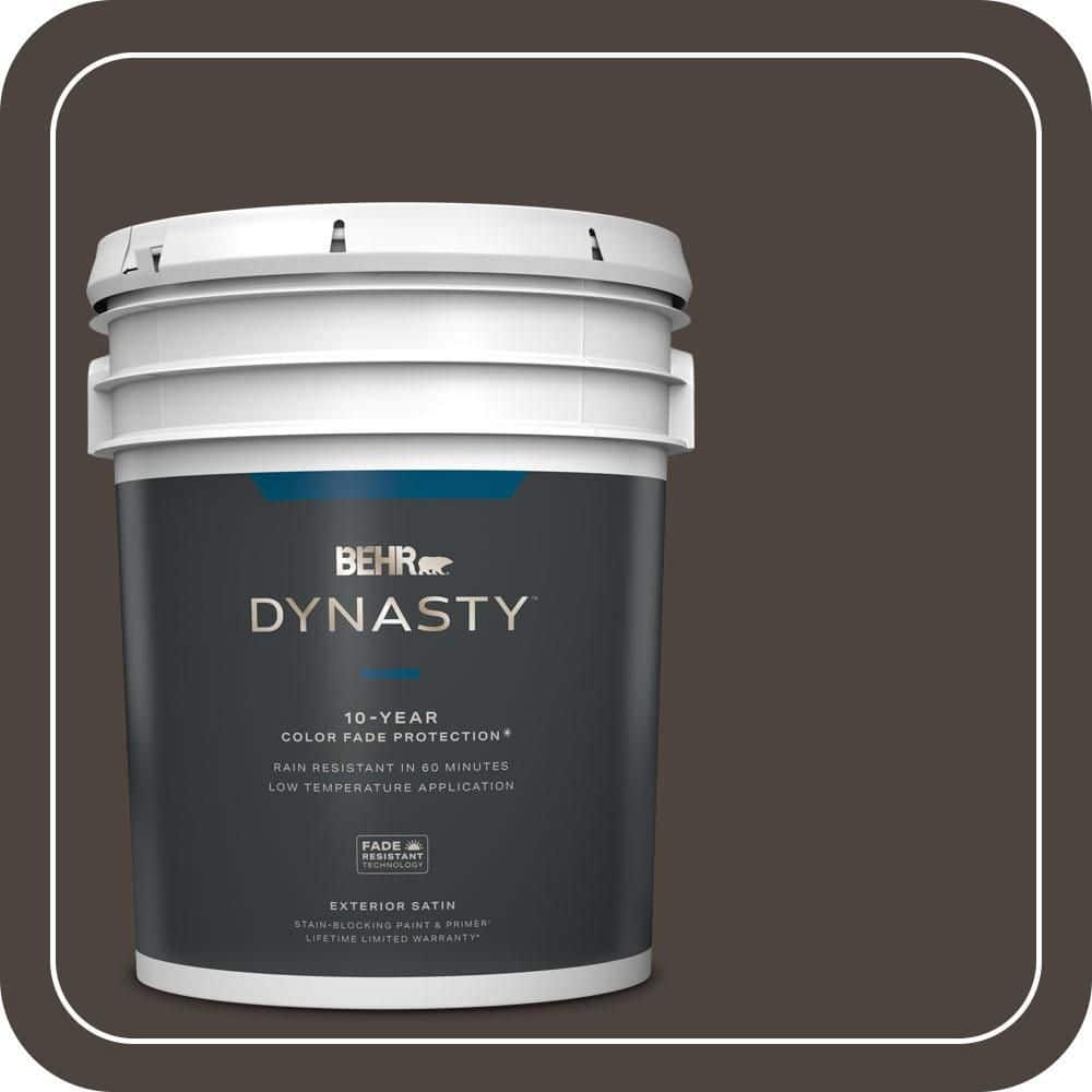 BEHR DYNASTY 5 gal. #PPU5-01 Espresso Beans Satin Enamel Exterior Stain-Blocking Paint & Primer