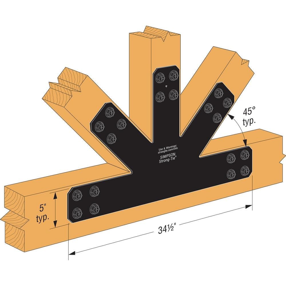 Simpson Strong-Tie Outdoor Accents Avant Collection 12:12 Pitch ZMAX, Black Powder-Coated Gable Plate (2)