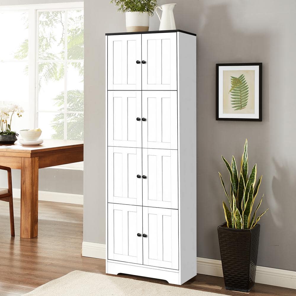 Unbranded 24 in. W 12.8 in. D 72.4 in. H MDF Linen Cabinet with 8-Doors and 4-Shelves (2)