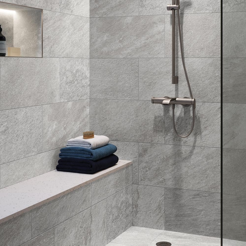Corso Italia Alpe Graphite Matte 12 in. x 24 in. Quartzite Stone Look Porcelain Floor and Wall Tile (1.94 sq. ft./Each) (3)