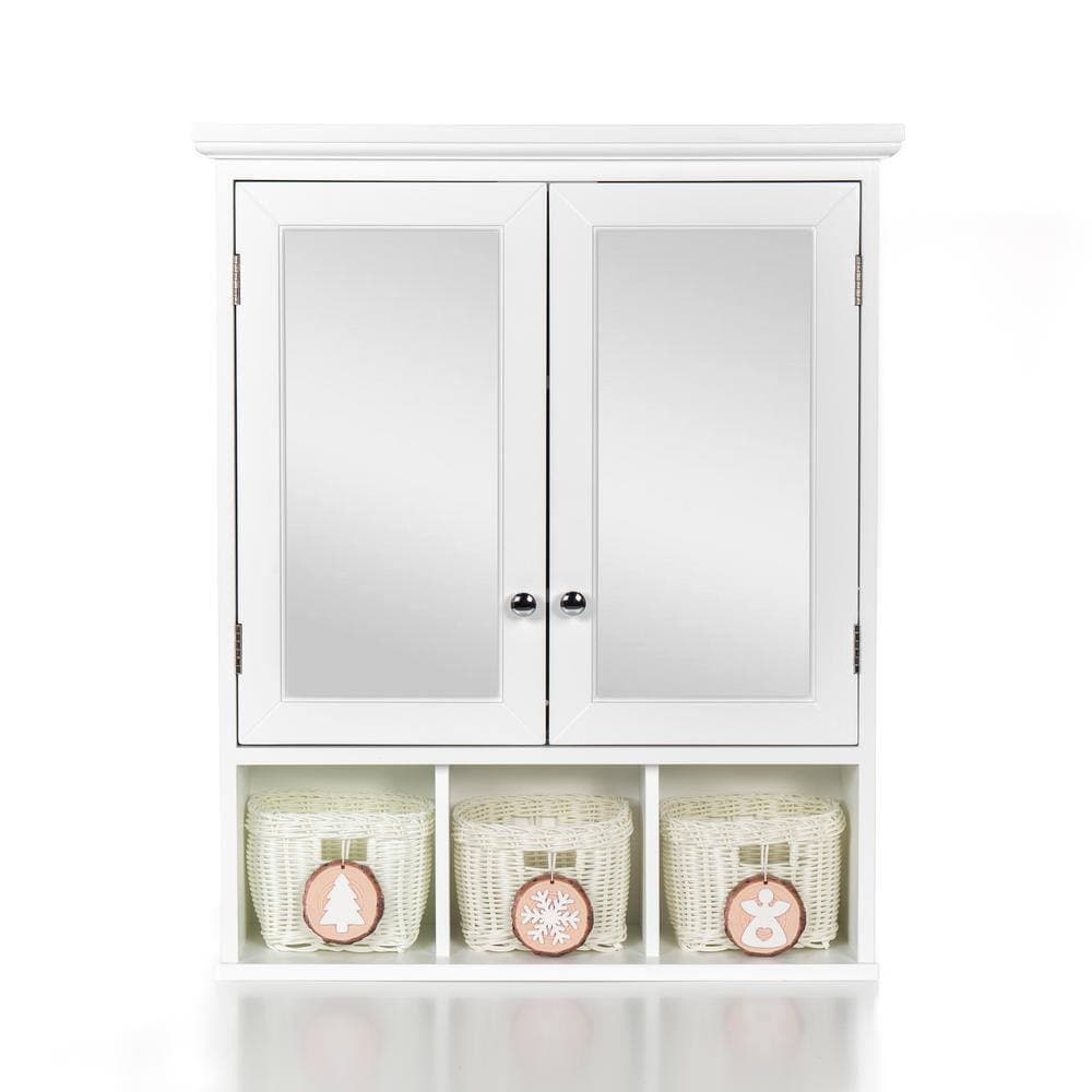Unbranded 24.75 in. W x 7.5 in. D x 30.25 in. H Bathroom Storage Wall Cabinet in White with Mirror, Adjustable Shelf (2)