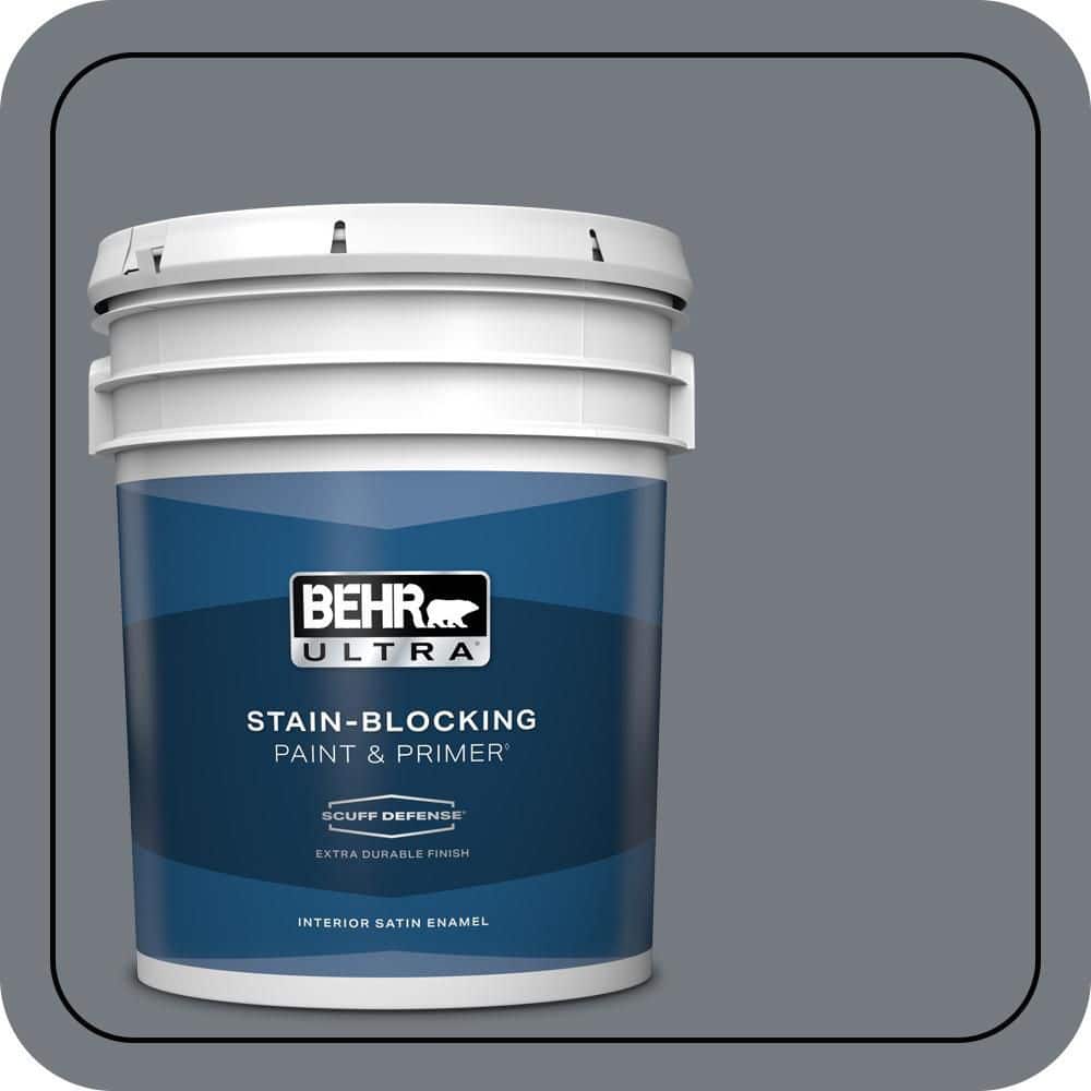 BEHR ULTRA 5 gal. #N510-5 Liquid Mercury color Extra Durable Satin Enamel Interior Paint & Primer