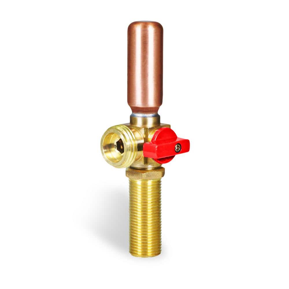 PLUMBFLEX 1/2 in. SWT/MIP x 3/4 in. MHT Brass Washing Machine Replacement Valve with Hammer Arrestor Red- for Hot Water Supply