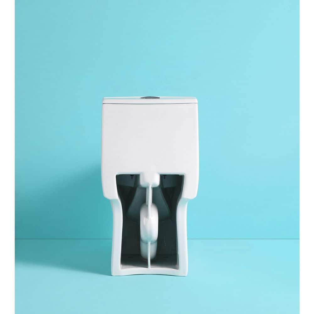 Unbranded 1-piece 1.1/1.6 GPF Dual Flush Elongated Toilet in White Seat Included (2)