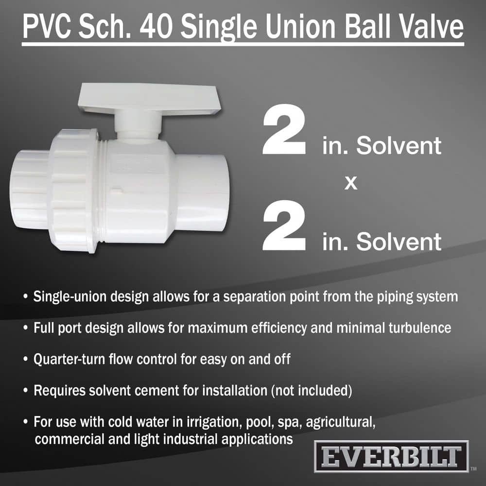 Everbilt Slip Slip PVC Schedule 40 Single Union Ball Valve (2)