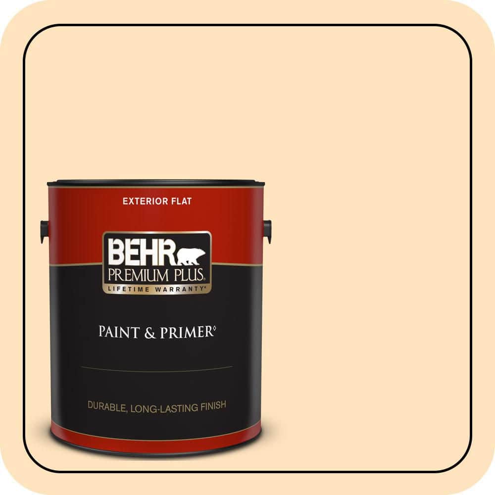 BEHR PREMIUM PLUS 1 gal. #P240-1 Cheese Powder Flat Exterior Paint & Primer