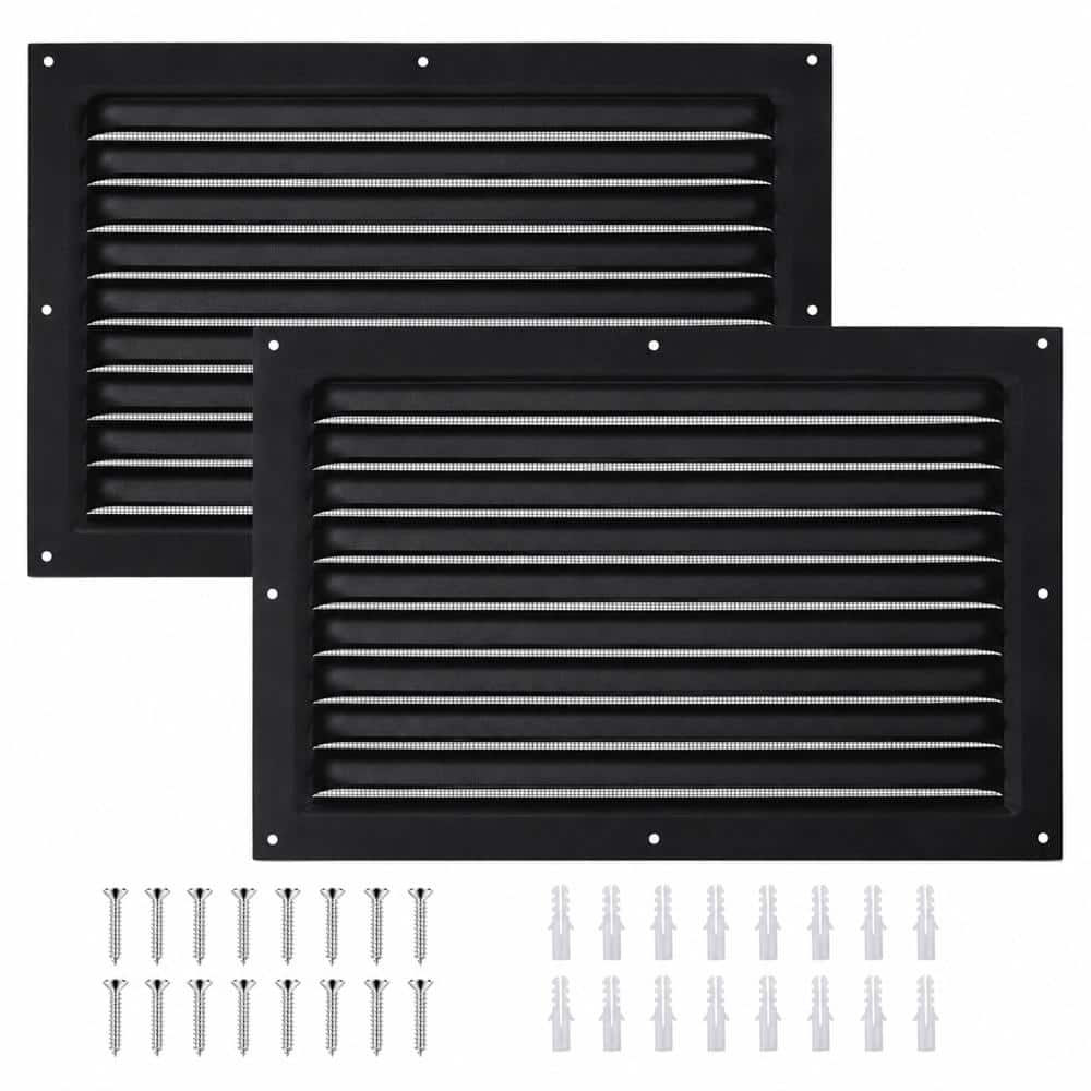 Unbranded 8 in x 12 in Metal Attic Vent Louvered Gable Vent Grille with Screen Mesh for Garage Shed 2 Pack (1)