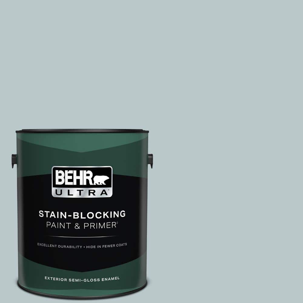 BEHR ULTRA 1 Gal. #N470-2A Dusted Blue Semi-Gloss Enamel Exterior Paint and Primer