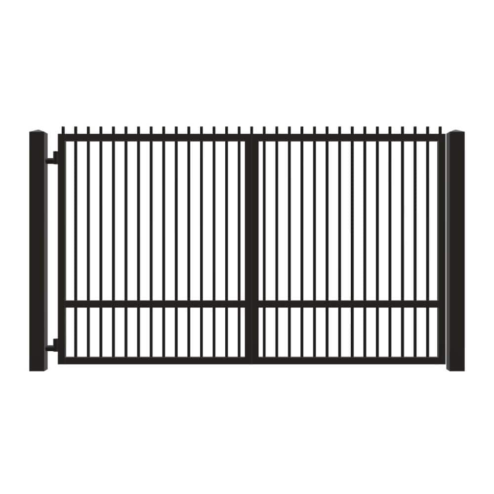 Unbranded Driveway Gate — Swing, Side, Finials, Single, Black — 128"W x 72"H (1)