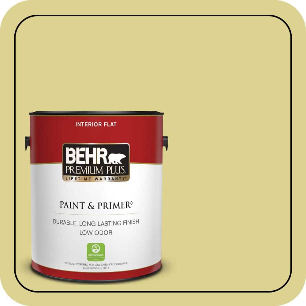BEHR PREMIUM PLUS 1 gal. #T17-16 Thats My Lime Flat Low Odor Interior Paint & Primer