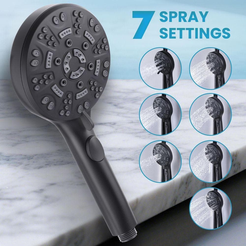 AVITAS 7-Spray Slide Wall Bar Shower Kit with Hand Shower with Soap Holder in Matte Black (Valve Not Included) (3)