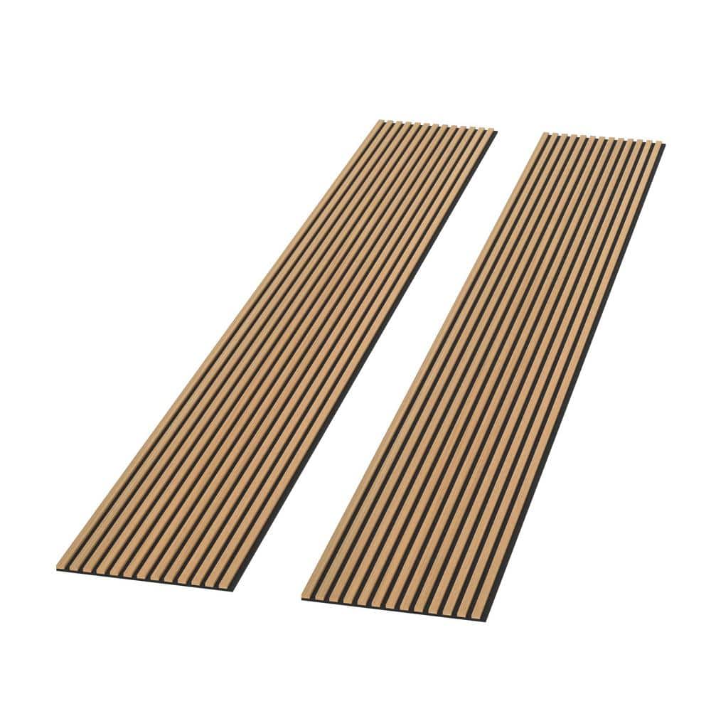 Ejoy 94 in. x 23.6 in x 0.8 in. Acoustic Vinyl Wall Cladding Siding Board in Light Cold Oak Color (Set of 2-piece) (2)
