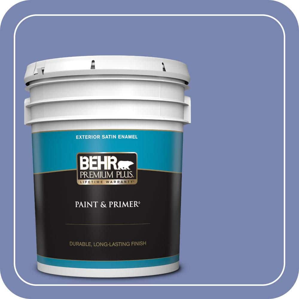 BEHR PREMIUM PLUS 5 gal. #610B-5 Corsican Purple Satin Enamel Exterior Paint & Primer