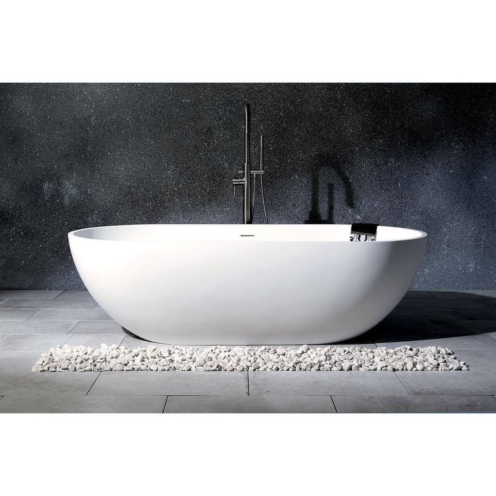 Aqua Eden Bryanna 70 in. Solid Surface Flatbottom Freestanding Bathtub in White (2)