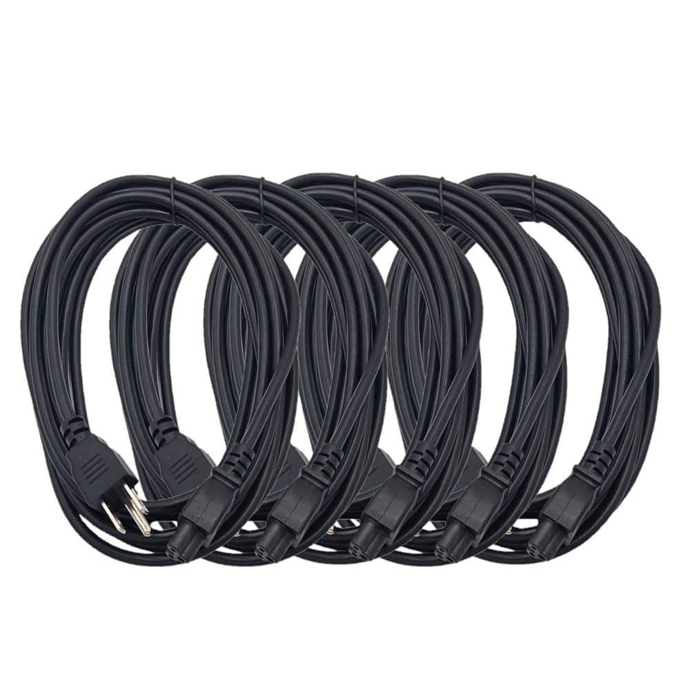 Micro Connectors, Inc 6 ft. NEMA 5-15P to C5 (18AWG)/3-Prong Indoor Notebook/ TV /Power Cord, UL Approved in Black (5-Pack) (1)
