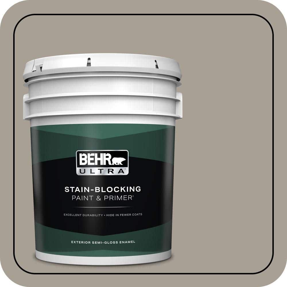 BEHR ULTRA 5 gal. #PPU24-09 True Taupewood Semi-Gloss Enamel Exterior Paint & Primer