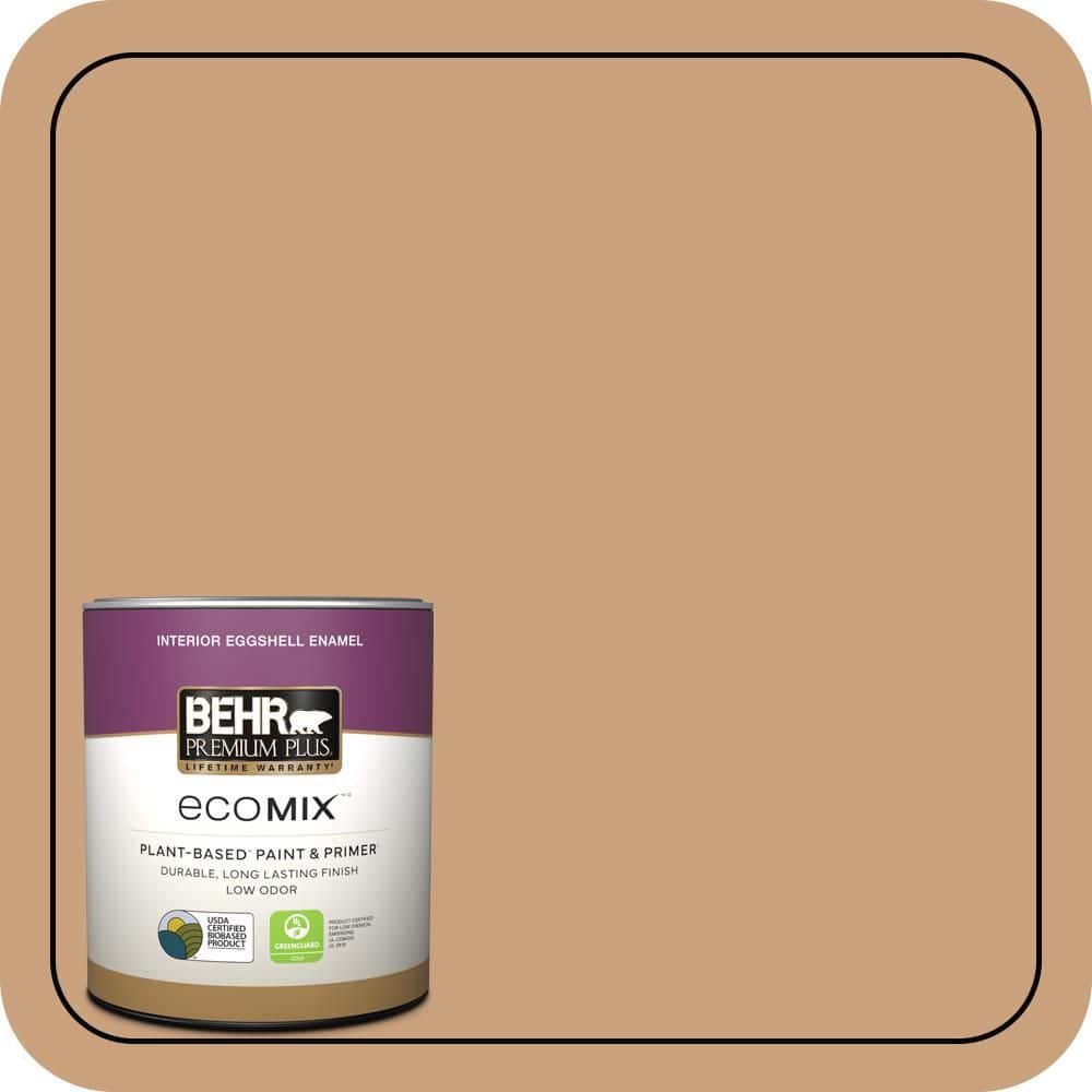 BEHR PREMIUM PLUS 1 qt. #270F-4 Peanut Butter Eggshell Enamel EcoMix Plant-Based Interior Paint & Primer (1)