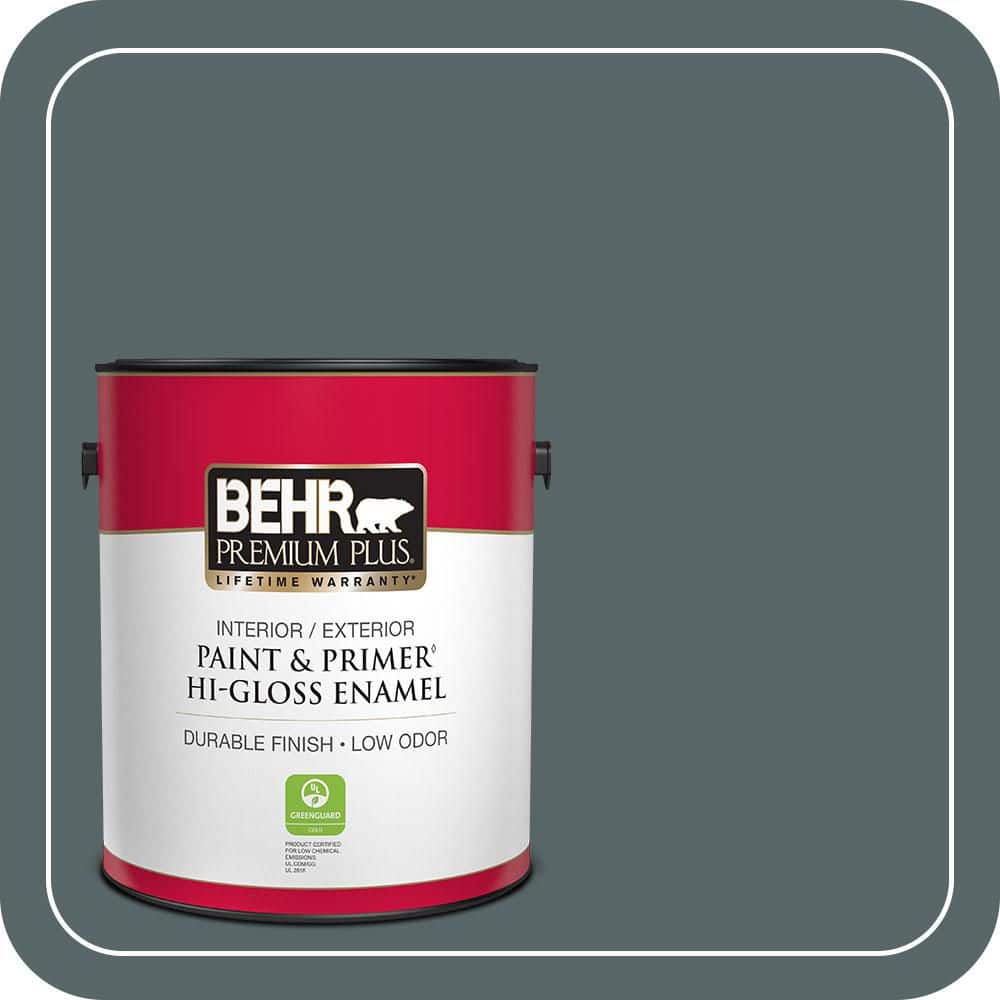 BEHR PREMIUM PLUS 1 gal. #N440-6 Brooklyn Hi-Gloss Enamel Interior/Exterior Paint & Primer
