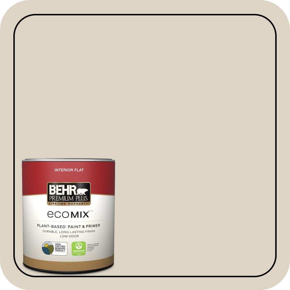 BEHR PREMIUM PLUS 1 qt. #730C-2 Sandstone Cove Flat EcoMix Plant-Based Interior Paint & Primer (1)