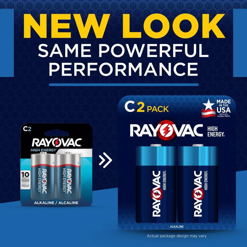 Rayovac High Energy C Cell Alkaline Batteries Household Use 2-Pack (2)