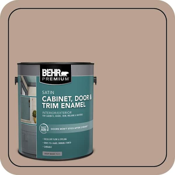 BEHR PREMIUM 1 gal. #AE-3 Earthy Tan Satin Enamel Interior/Exterior Cabinet, Door & Trim Paint (2)