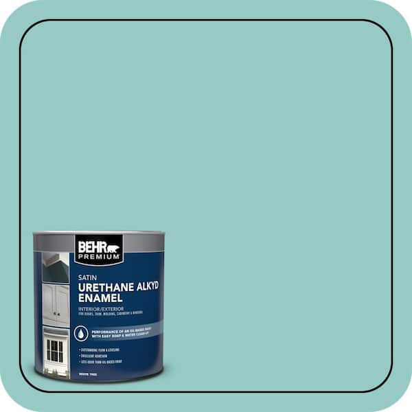 BEHR PREMIUM 1 qt. #500D-4 Jamaica Bay Satin Enamel Urethane Alkyd Interior/Exterior Paint (2)