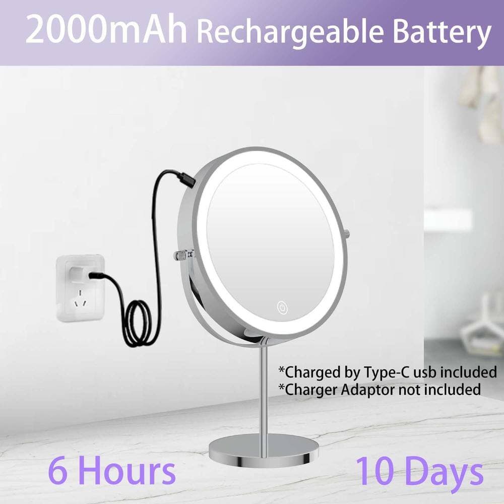 INSEEDE VERRA 8 in. Tabletop Bathroom Makeup Mirror with Lights, 1X/10X Magnification, Rechargeable LED Vanity Mirror in Chrome (2)