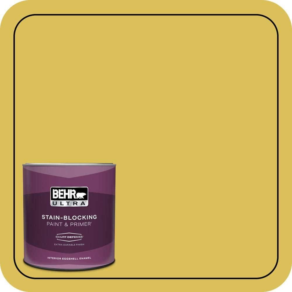 BEHR ULTRA 1 qt. #P320-6 Sulfur Yellow Extra Durable Eggshell Enamel Interior Paint & Primer