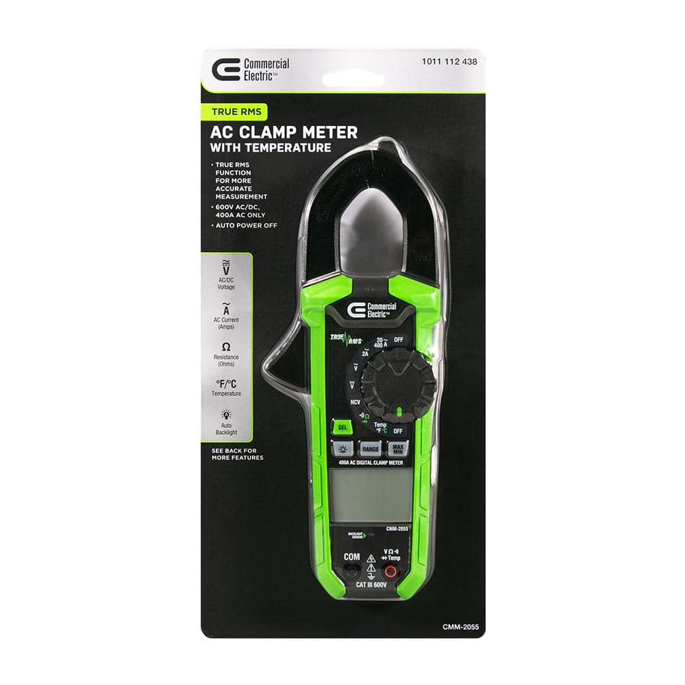 Commercial Electric 400 Amp AC True RMS Digital Clamp Meter with Temperature (2)