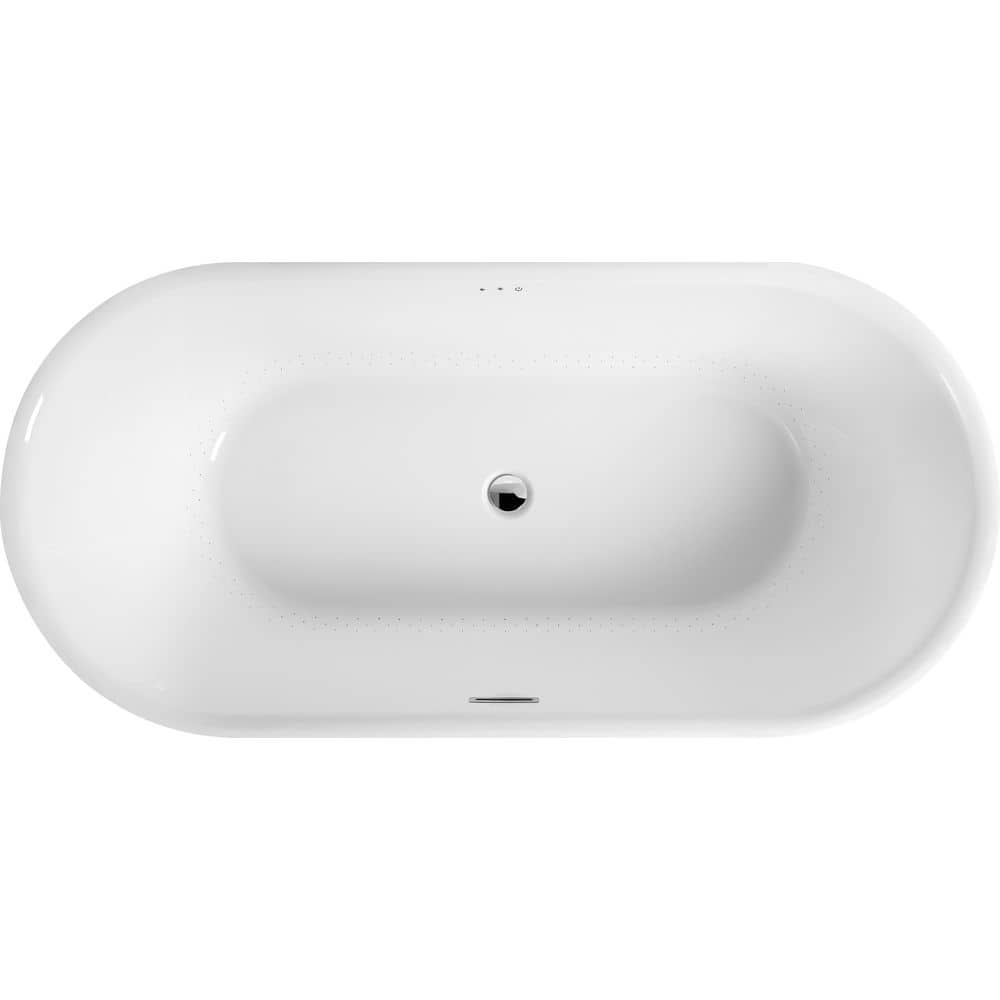ANZZI Jericho Series 67 in. x 32 in. Flat Bottom Acrylic Freestanding Air Jetted Bathtub with Center Drain in Glossy White (3)