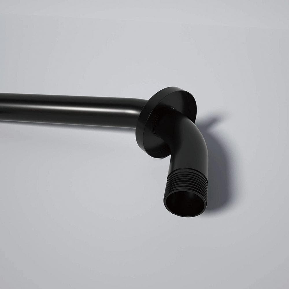 Aurora Decor AIAd 16 in. Black Shower Arm Wall Mounted Solid Brass, G1/2" Pipe NPT Standard Black with Flange Cover (3)
