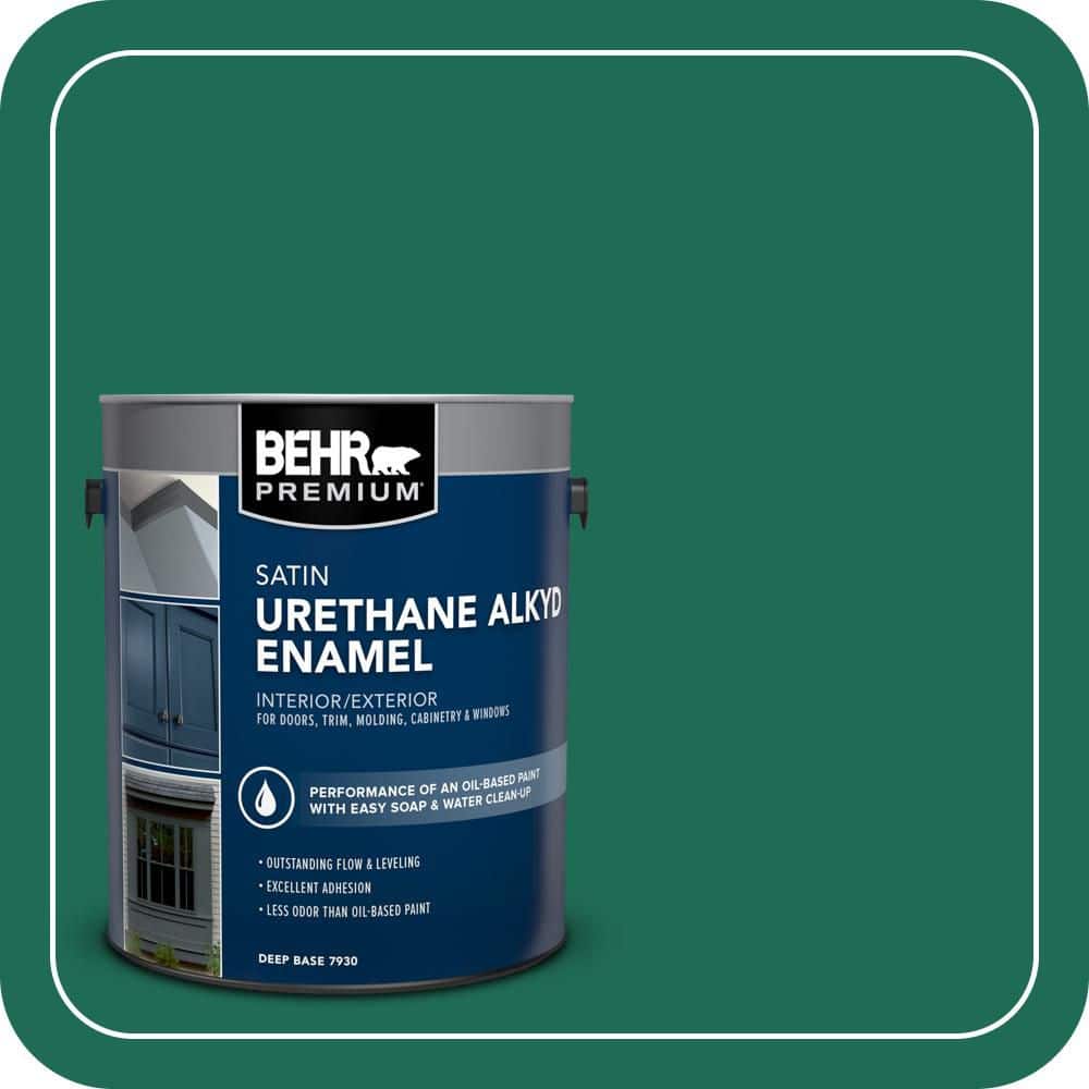 BEHR PREMIUM 1 gal. #P430-7 Sparkling Emerald Urethane Alkyd Satin Enamel Interior/Exterior Paint (1)