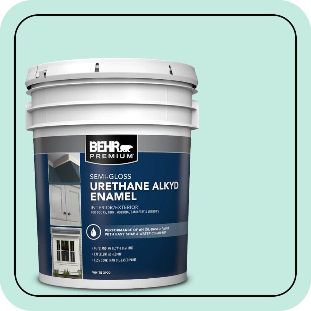 BEHR PREMIUM 5 gal. #P440-2 Clear Aqua Urethane Alkyd Semi-Gloss Enamel Interior/Exterior Paint
