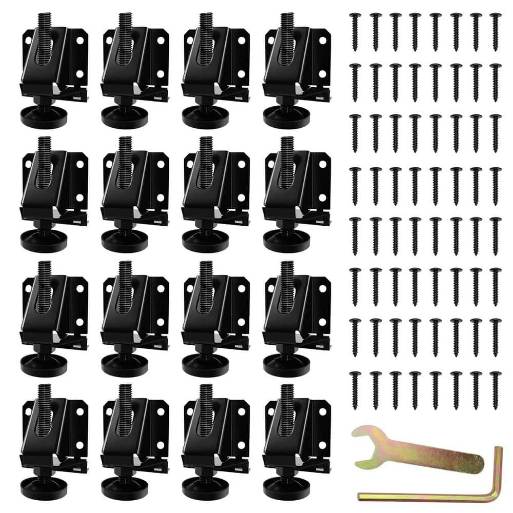 Wudkey 16-Piece Heavy Duty Adjustable Leveling Feet with Hexagon Nuts Lock, Furniture Legs Levelers for Table and Cabinets (1)
