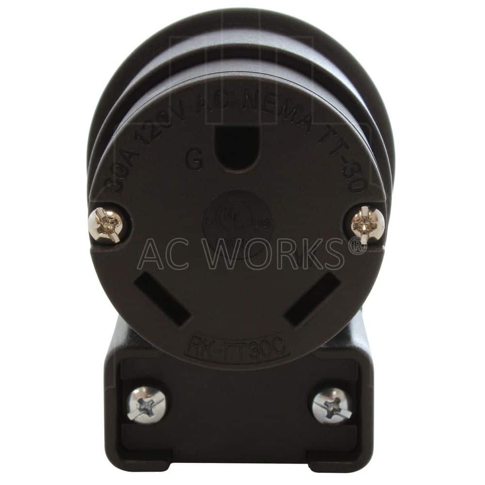 AC WORKS 30 Amp 3-Prong RV Travel Trailer NEMA TT-30R Elbow-Style Assembly Replacement Connector (3)