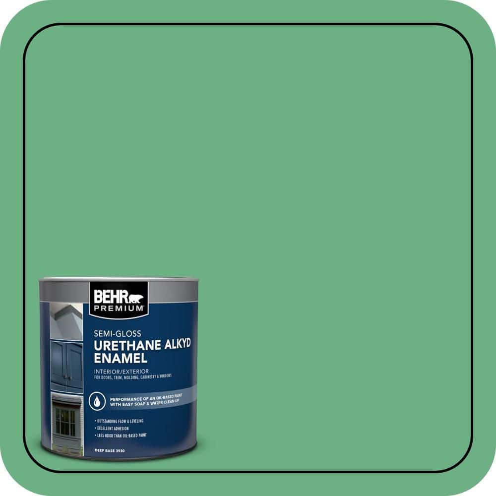 BEHR PREMIUM 1 qt. #P410-5 Lily Pads Semi-Gloss Enamel Urethane Alkyd Interior/Exterior Paint (1)