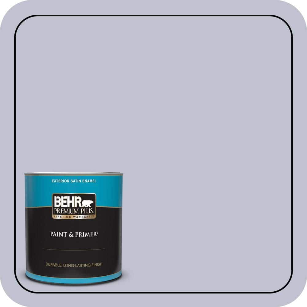 BEHR PREMIUM PLUS 1 qt. #S550-2 Powder Lilac Satin Enamel Exterior Paint & Primer