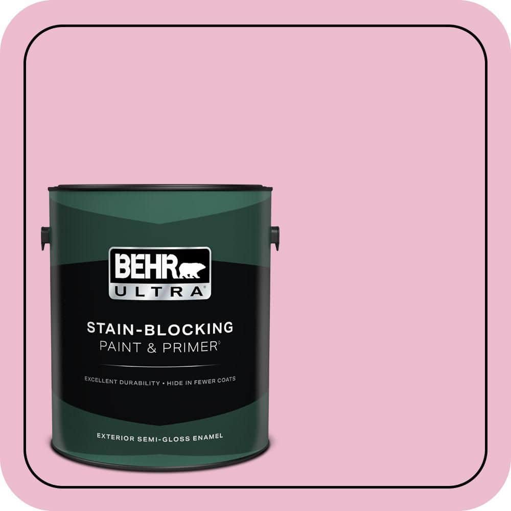 BEHR ULTRA 1 gal. #P130-2A Dainty Pink Semi-Gloss Enamel Exterior Paint & Primer
