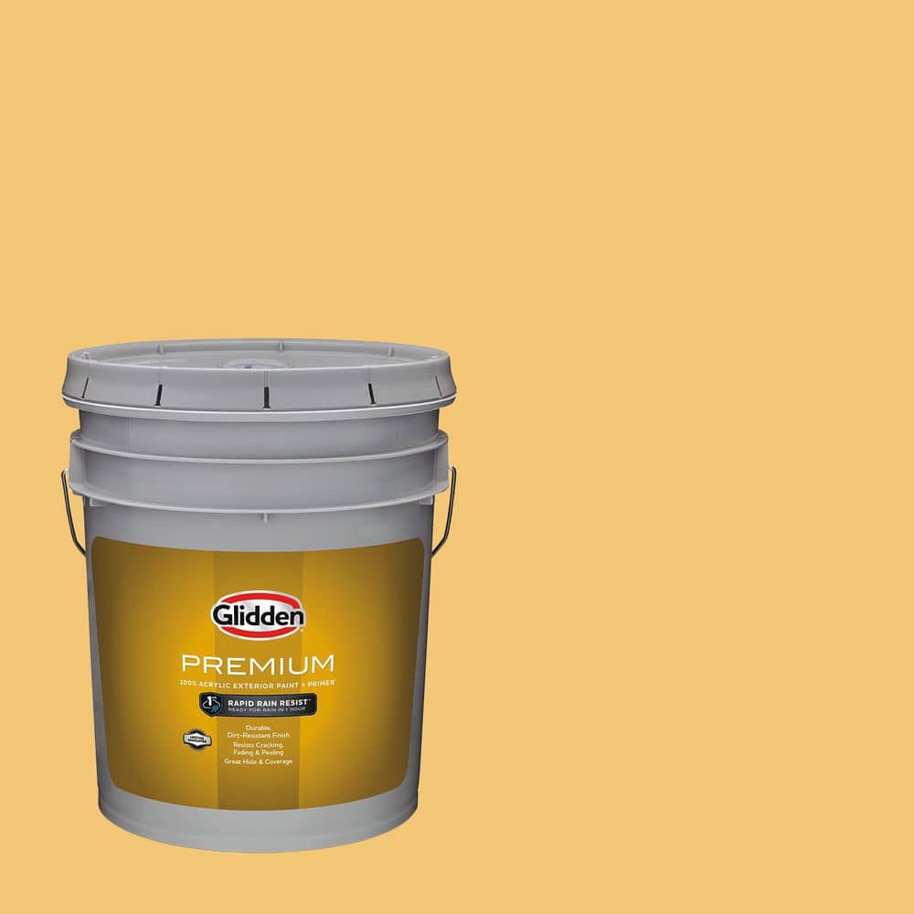 Glidden Premium 5 gal. Yukon Gold PPG1209-4 Satin Exterior Latex Paint